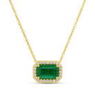 Uneek 18k Yellow Gold Emerald Halo Pendant Necklace PN4000ECEM