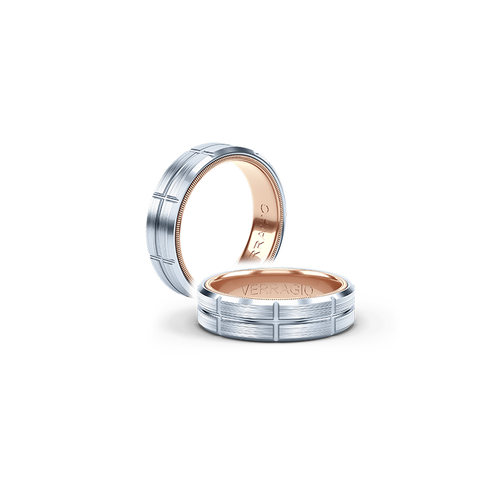 Verragio VW-6026 14k White & Rose Gold Men's Wedding Band