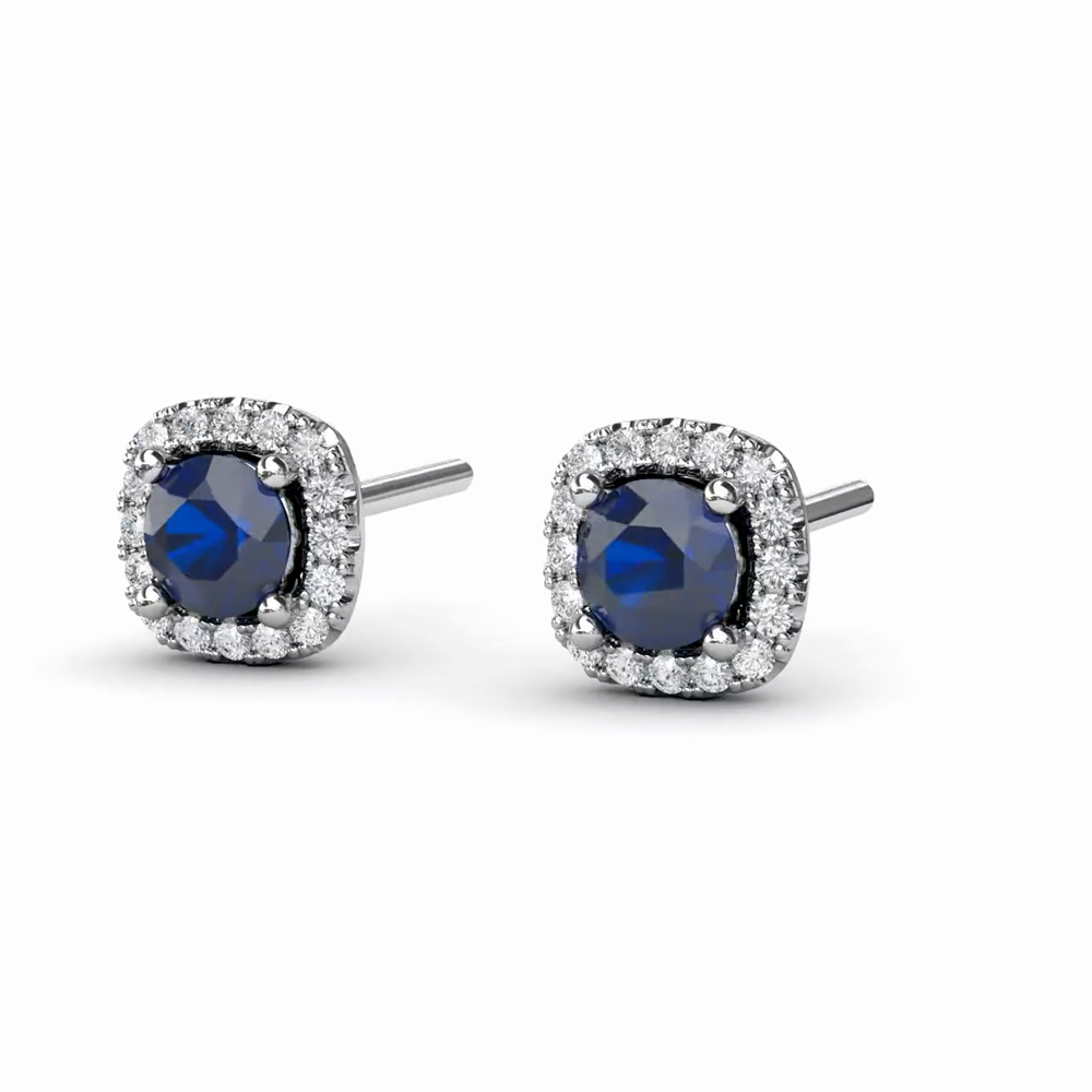 Cushion Cut Sapphire Stud Earrings by Fana (ER1479S)