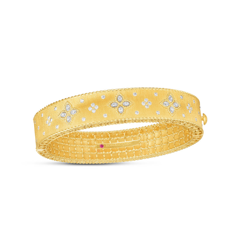 Roberto Coin 18K Venetian Princess Satin Diamond Bangle - 18K Yellow Gold