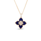 Roberto Coin Venetian Princess 18K Rose Gold Lapis & Diamond Flower Necklace (7773195AX17XL)