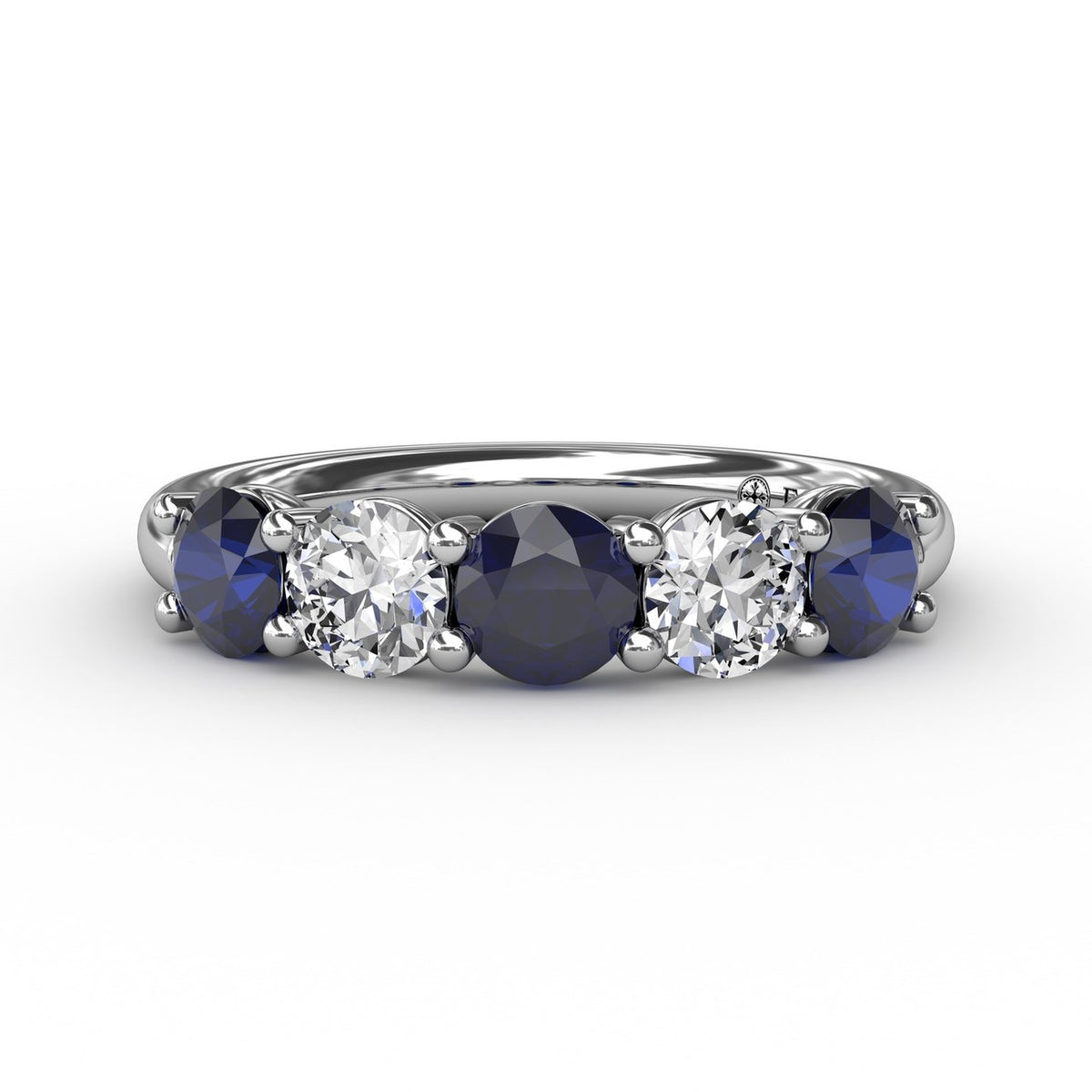 Chunky Sapphire and Diamond Shared Prong Anniversary Band by Fana (W6207S)