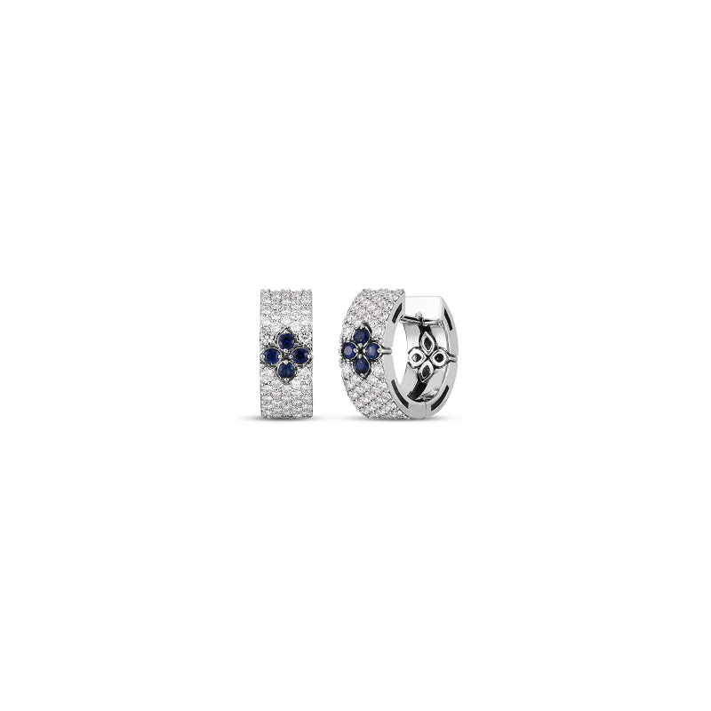 Roberto Coin 18K Love In Verona Pave Diamond & Blue Sapphire 15Mm Snap Hoop Earrings