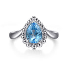 Gabriel & Co. Sterling Silver Bujukan Swiss Blue Topaz Chevron Ring LR52278SVJBT
