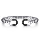 Gabriel & Co. 925 Sterling Silver Bujukan and Black Spinel Open Bangle Bracelet
