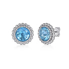 Gabriel & Co. 925 Sterling Silver Faceted Swiss Blue Topaz Bujukan Stud Earrings