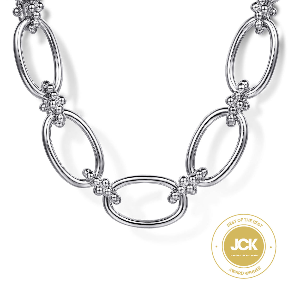 Gabriel & Co. 925 Sterling Silver Oval Link Chain Necklace with Bujukan Connectors