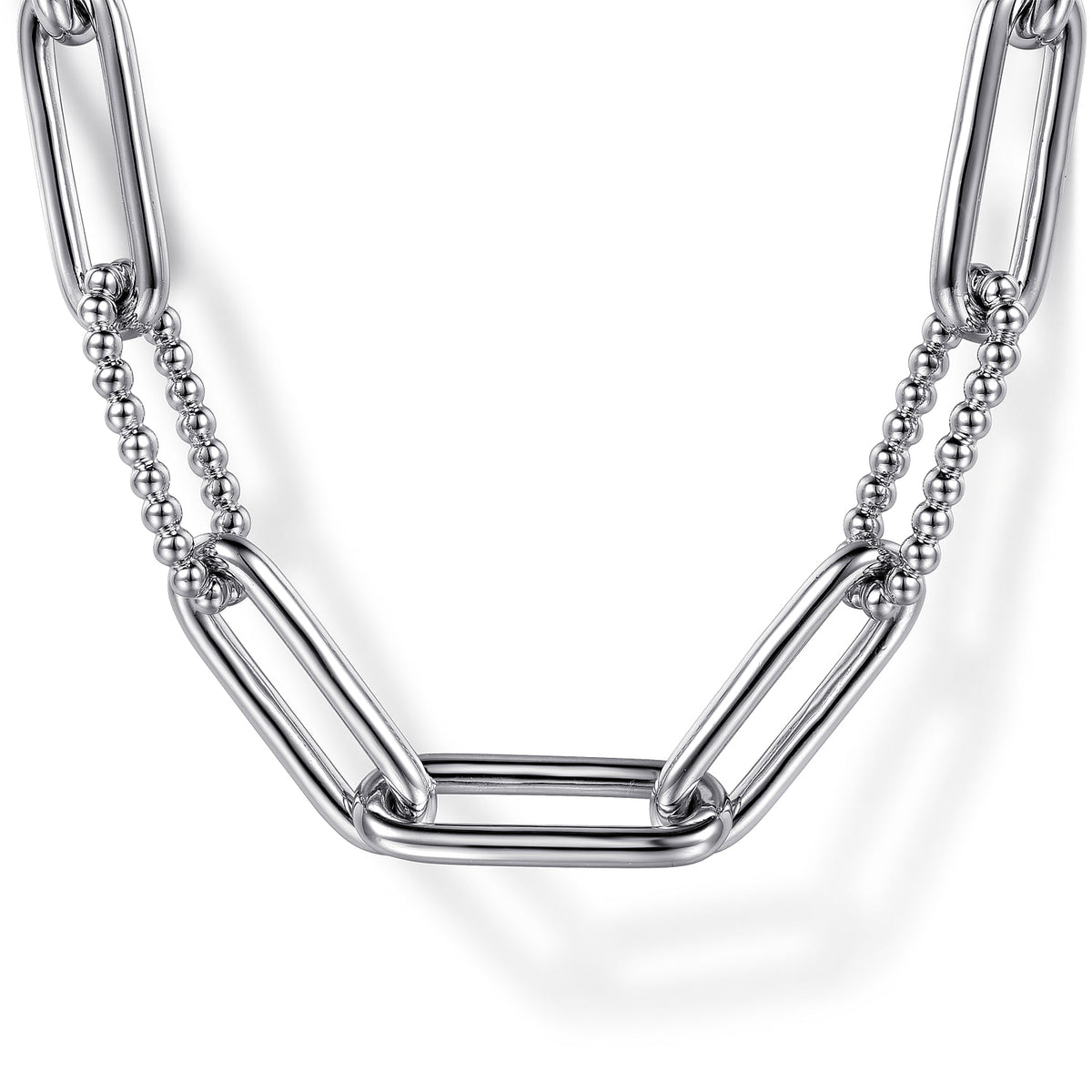 Gabriel & Co. 925 Sterling Silver Oval Link Chain Necklace with Bujukan Stations