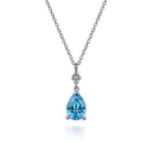 Gabriel & Co. 925 Sterling Silver Pear Blue Topaz Bujukan Pendant Necklace
