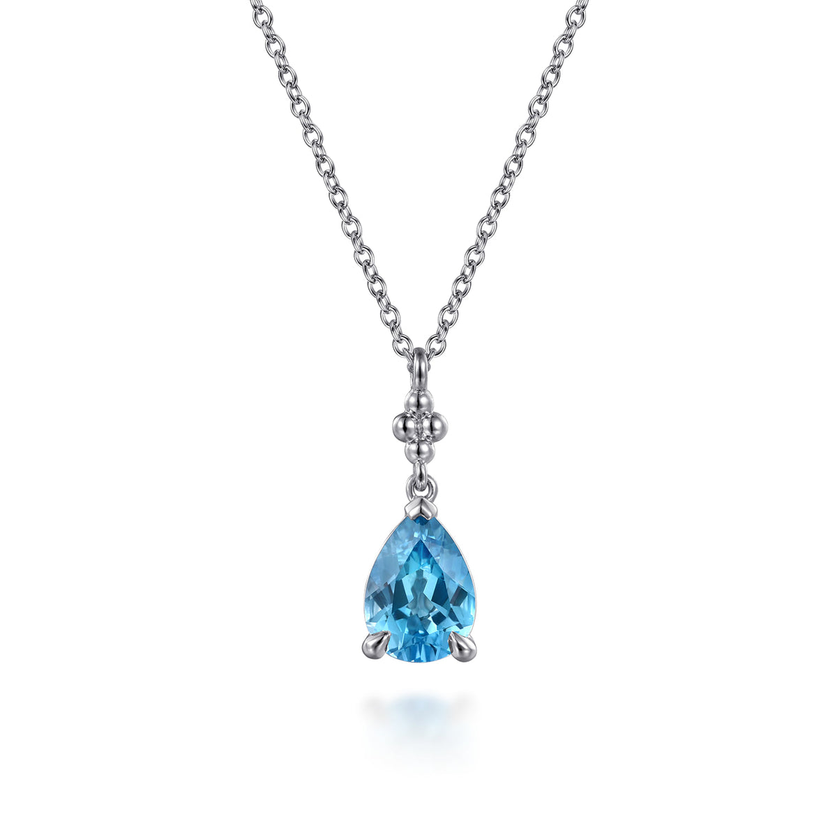 Gabriel & Co. 925 Sterling Silver Pear Blue Topaz Bujukan Pendant Necklace