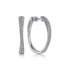 Gabriel & Co. 925 Sterling Silver White Sapphire Twisted Bujukan 30mm Classic Hoop Earrings