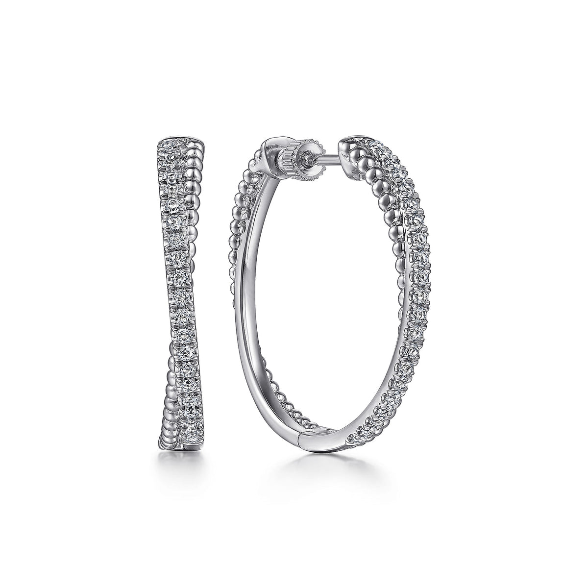Gabriel & Co. 925 Sterling Silver White Sapphire Twisted Bujukan 30mm Classic Hoop Earrings