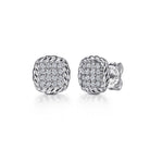 Gabriel & Co. 925 Sterling Silver White Sapphire and Rope Frame Stud Earrings