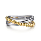Gabriel & Co. 925 Sterling Silver and 14K Yellow Gold Bujukan Criss Cross Ring