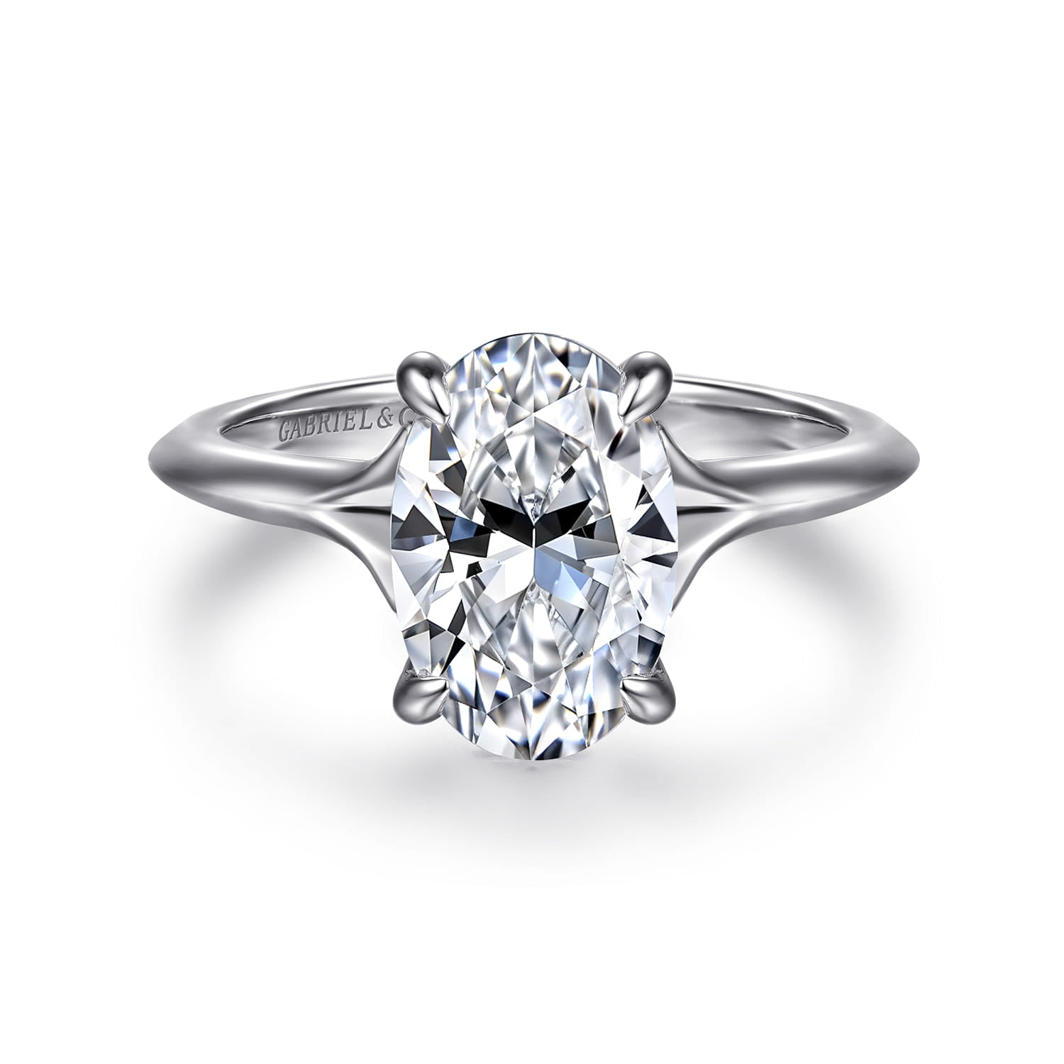 Gabriel & Co. 14k White Gold Split Shank Oval Diamond Engagement Ring, ER16734O8W44JJ