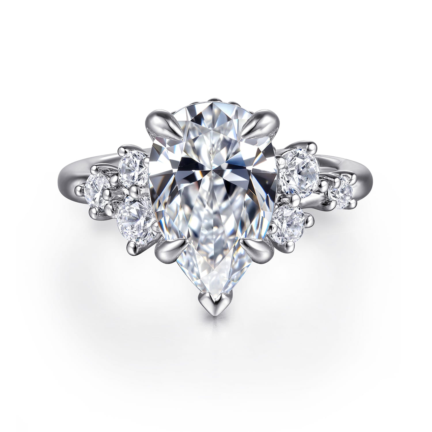 Gabriel & Co. 14k White Gold Pear Shape Diamond Engagement Ring, ER16684P12W44JJ