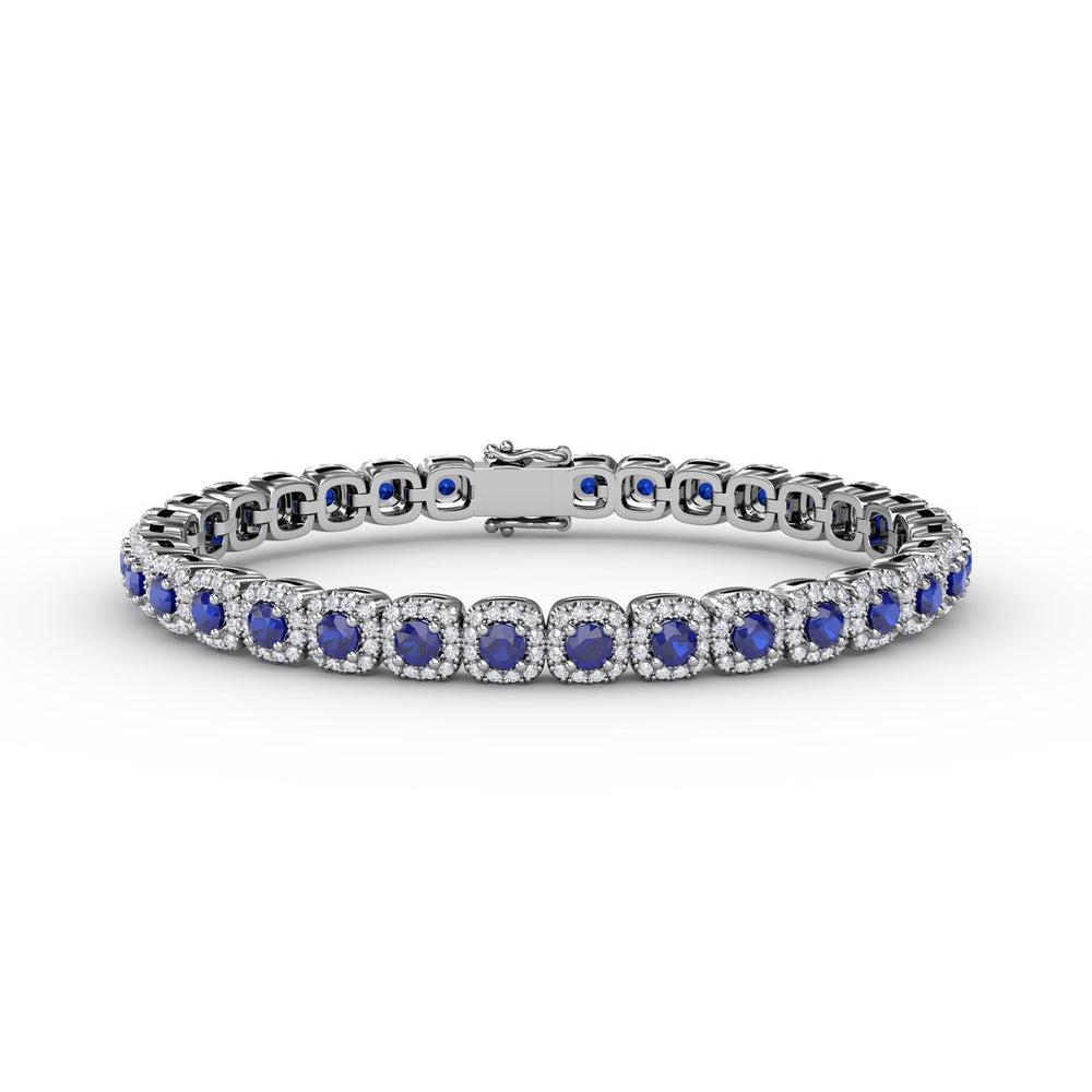 Fana 14k White Gold Cushion Cut Sapphire and Diamond Bracelet