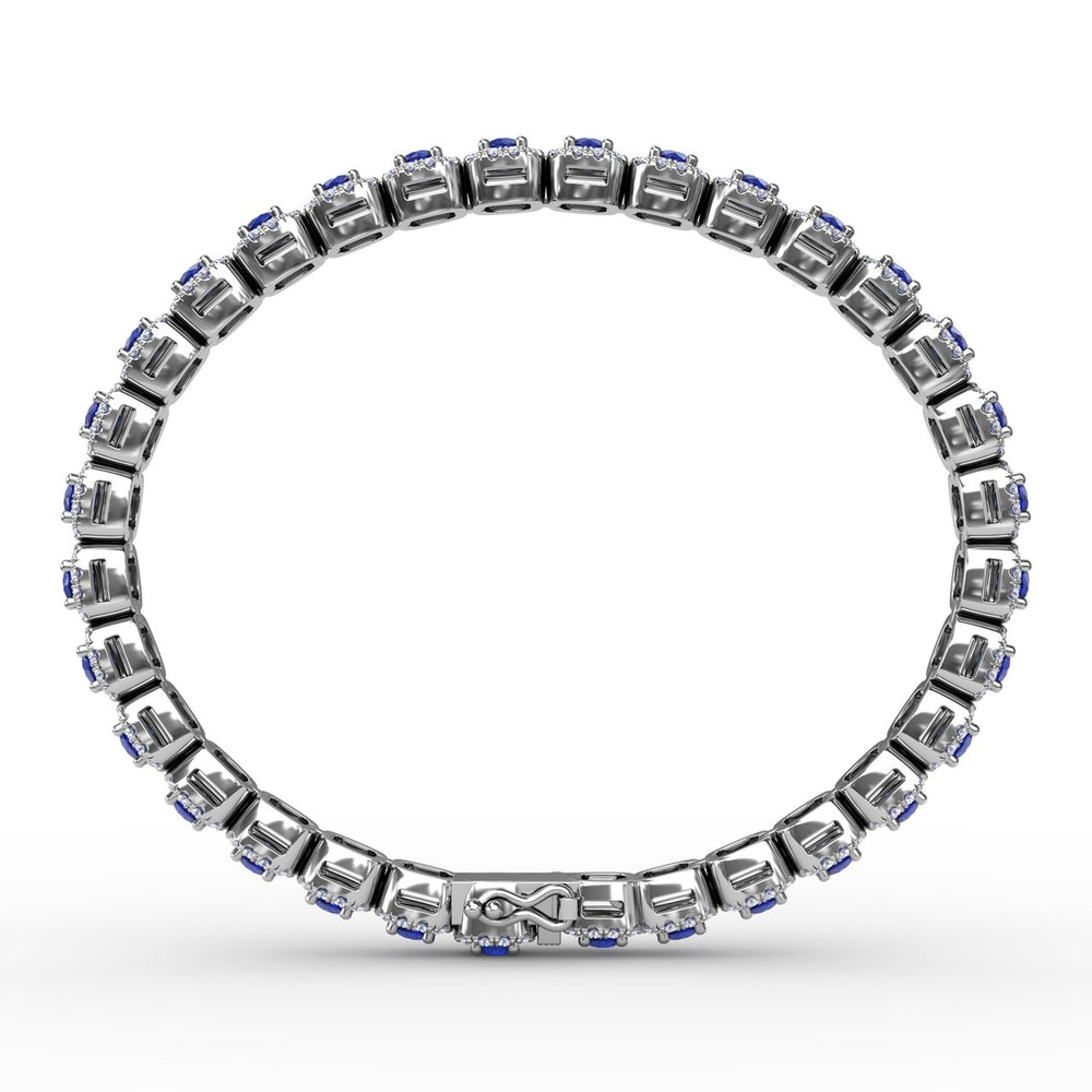 Fana 14k White Gold Cushion Cut Sapphire and Diamond Bracelet