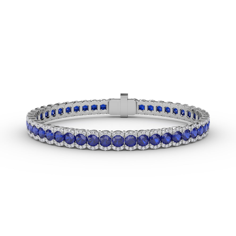Fana 14k White Gold Brilliant in Blue Sapphire and Diamond Bracelet