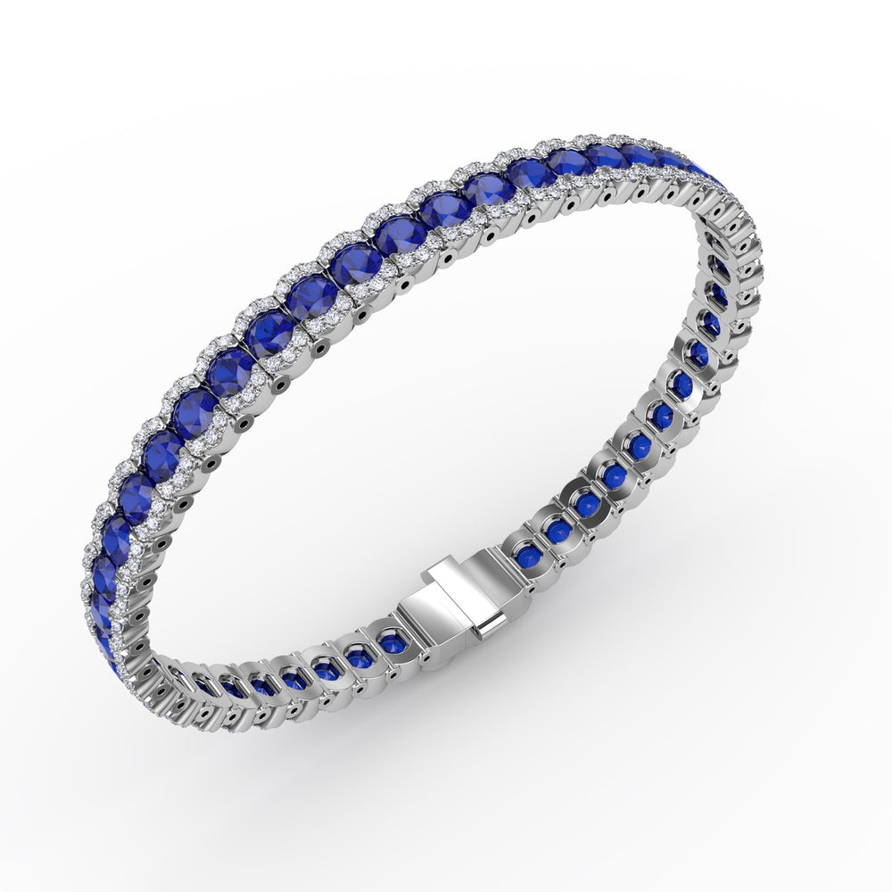 Fana 14k White Gold Brilliant in Blue Sapphire and Diamond Bracelet