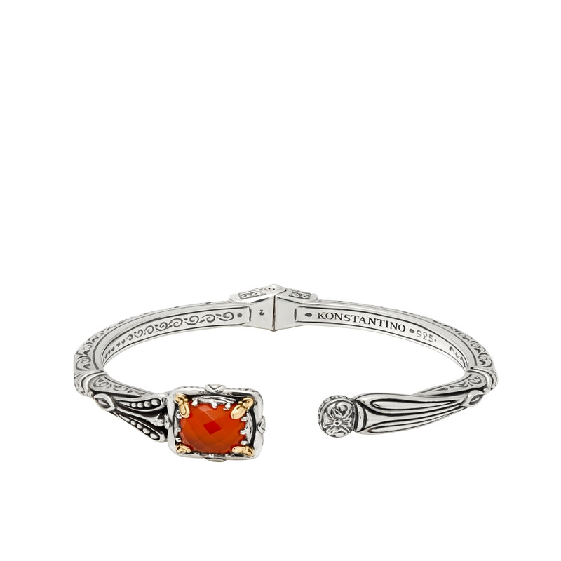 KONSTANTINO STERLING SILVER & 18K GOLD CARNELIAN DOUBLET BRACELET