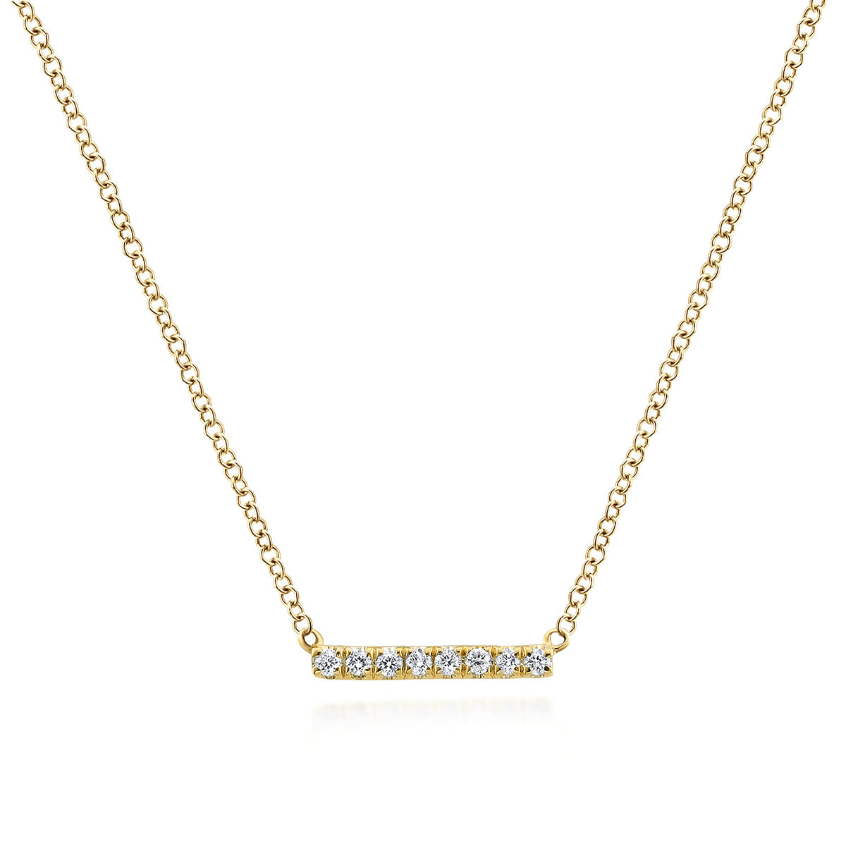 Gabriel & Co. 14K Yellow Gold Petite Pave Diamond Bar Necklace NK5422Y45JJ