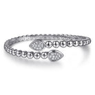 Gabriel & Co. Beaded Bangle Bracelet Bypass 925 Sterling Silver White Sapphire Bujukan