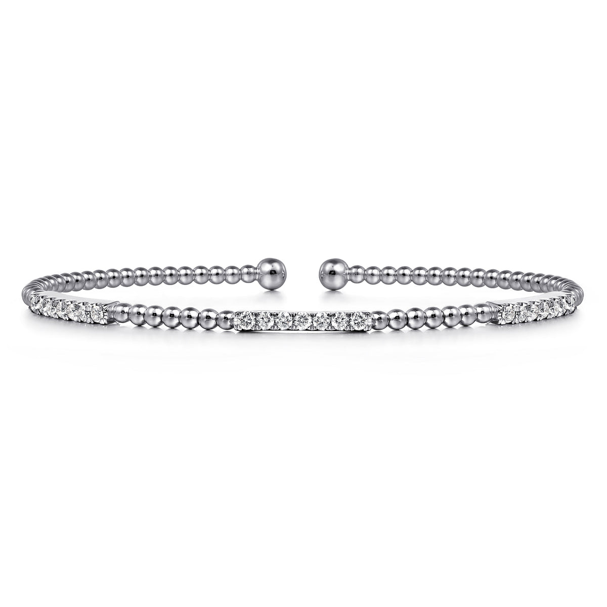 Gabriel & Co. Beaded Bangle Bracelet Cuff 14K White Gold Diamond 0.45ct Bujukan