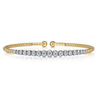 Gabriel & Co. Beaded Bangle Bracelet Cuff 14K White and Yellow Gold Diamond 0 75ct Bujukan