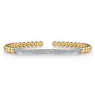 Gabriel & Co. Beaded Bangle Bracelet Cuff 14K Yellow Gold Diamond 0 75ct Bujukan