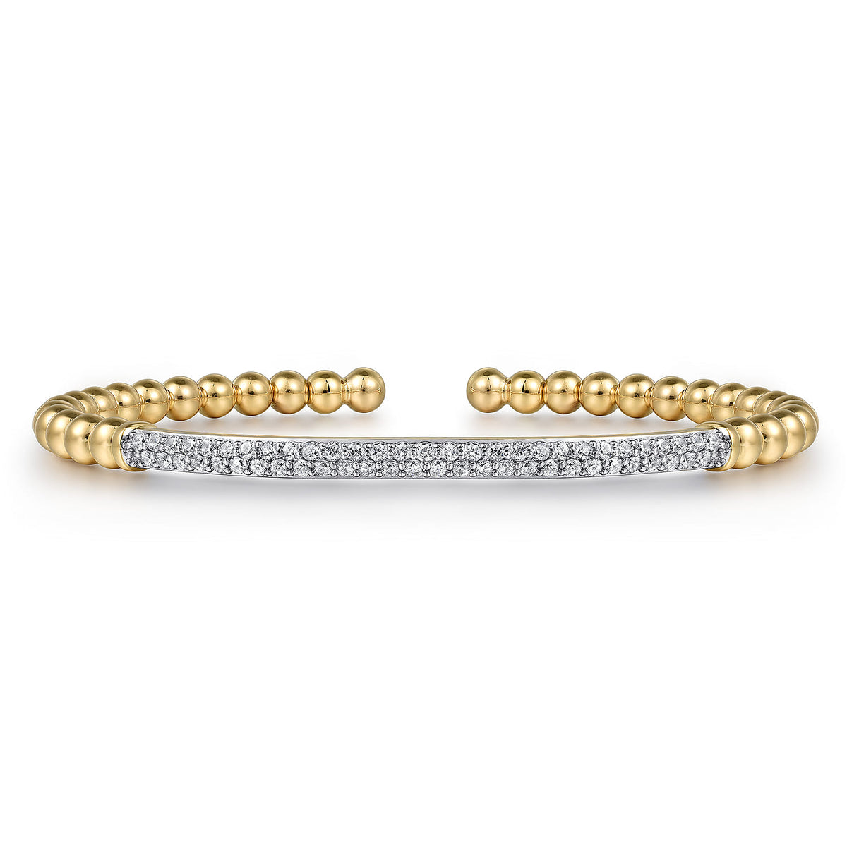 Gabriel & Co. Beaded Bangle Bracelet Cuff 14K Yellow Gold Diamond 0 75ct Bujukan