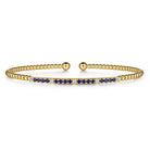 Gabriel & Co. Beaded Bangle Bracelet Cuff 14K Yellow Gold Diamond and Blue Sapphire 0 09ct Bujukan
