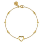 Gabriel & Co. Beaded Chain Bracelet Heart 14K Yellow Gold Bujukan