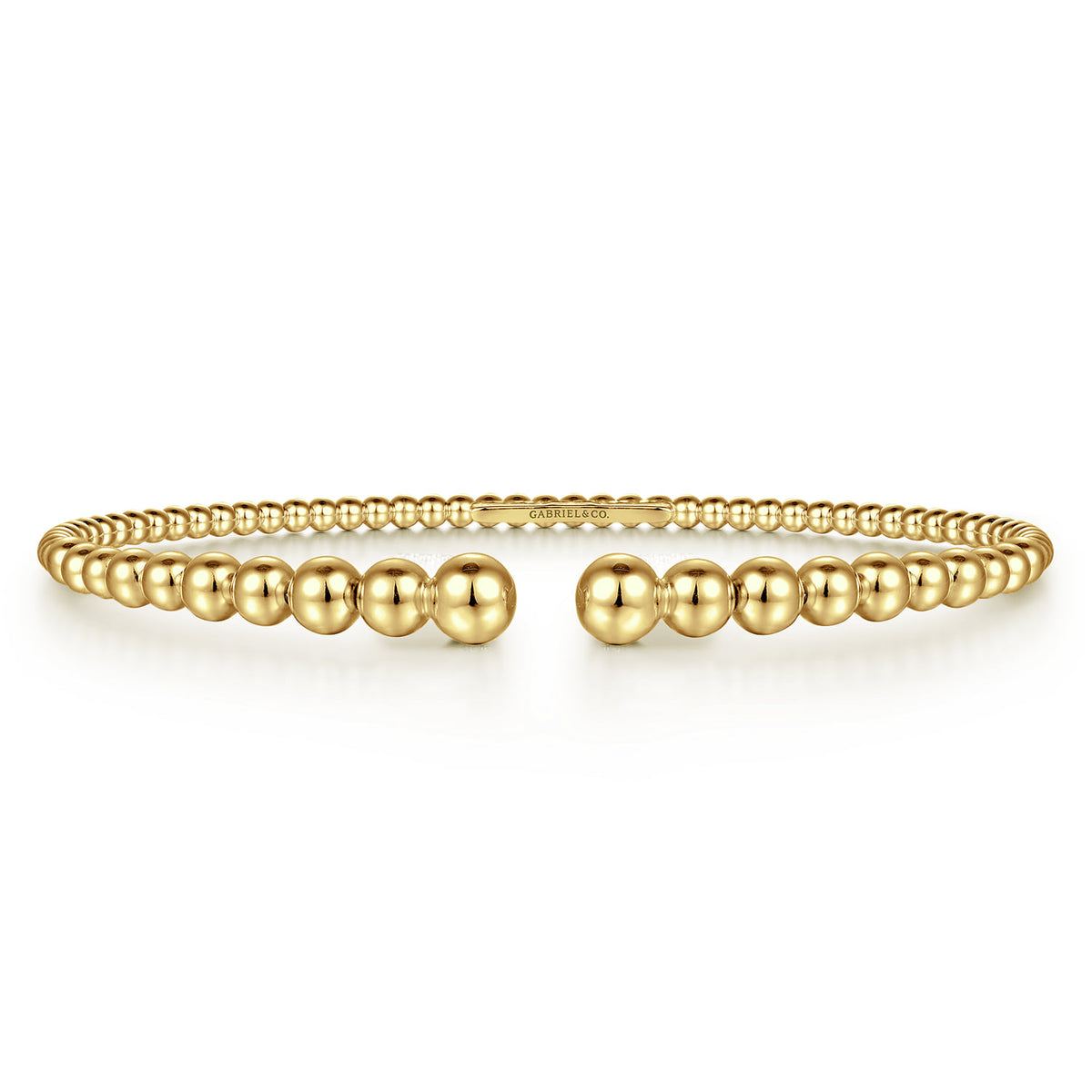 Gabriel & Co. Beaded Open Bangle Bracelet 14K Yellow Gold Bujukan