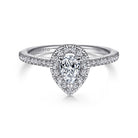 Gabriel & Co. Blossom 14k White Gold Pear Shape Halo Diamond Engagement Semi-Mount