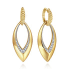 Gabriel & Co. Bujukan Bold   14K Yellow Gold Bujukan and Diamond Marquise Huggie Drop Earrings