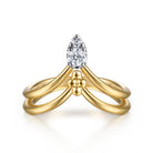 Gabriel & Co. Bujukan Clover - 14K White Yellow Gold Bujukan and Diamond Chevron Ring