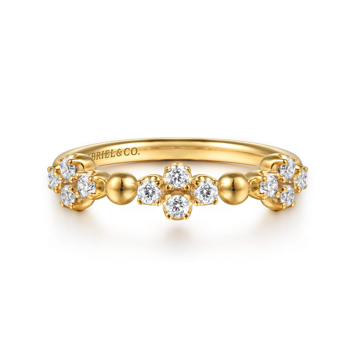 Gabriel & Co. Bujukan Clover - Stackable Ring 14K Yellow Gold Diamond Clover 0.25ct Bujukan