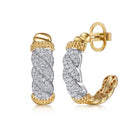Gabriel & Co. Bujukan Pave   14K White Yellow Gold Bujukan Diamond J Hoop Stud Earrings