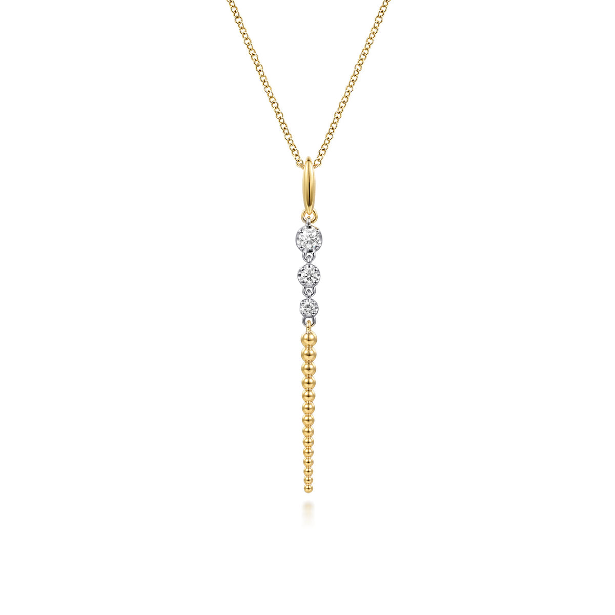 Gabriel & Co. Bujukan Punk - 14K White Yellow Gold Bujukan and Diamond Drop Necklace