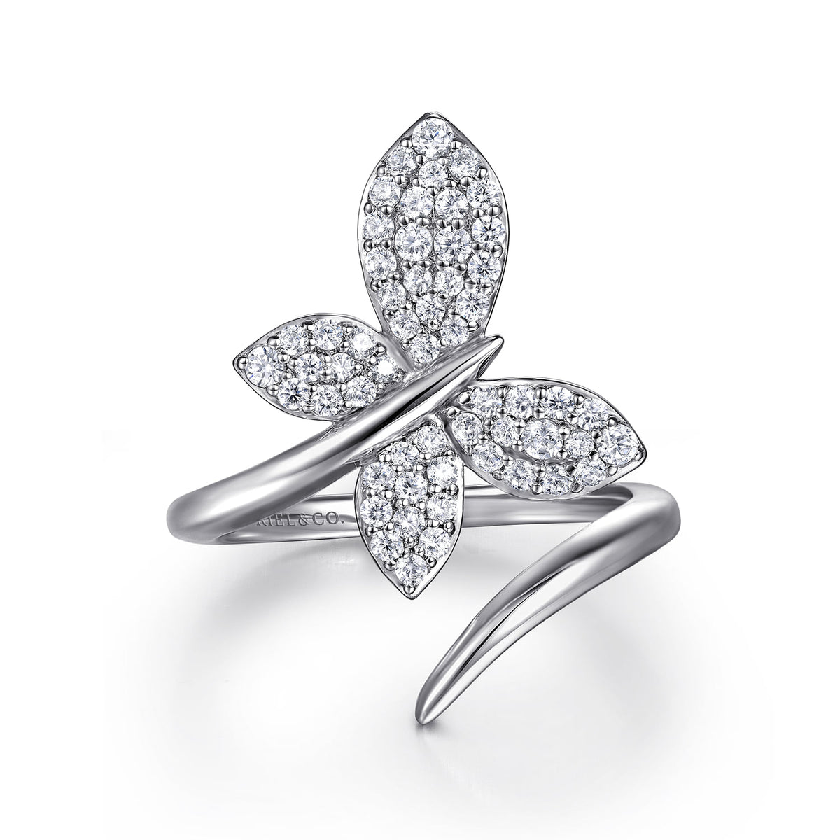 Gabriel & Co. Butterfly - 14K White Gold Diamond Butterfly Bypass Ring