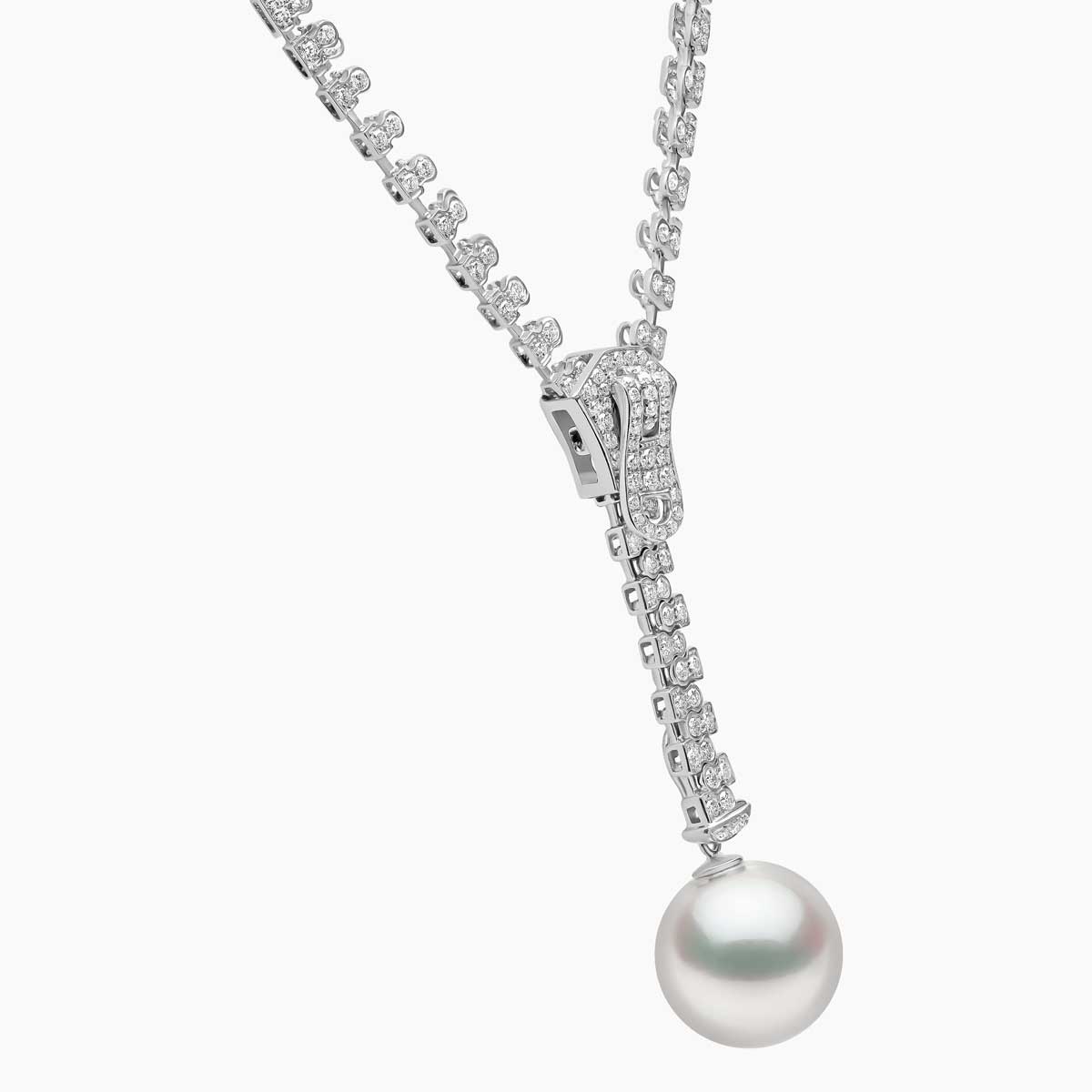 Yoko London Zyyp 18k White Gold South Sea Pearl and Diamond Zip Necklace