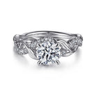 Gabriel & Co. 14k White Gold Floral Round Diamond Engagement Ring, ER15759R4W44JJ