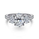 Gabriel & Co. 14k White Gold Oval Three Stone Diamond Engagement Ring, ER16467O6W44JJ
