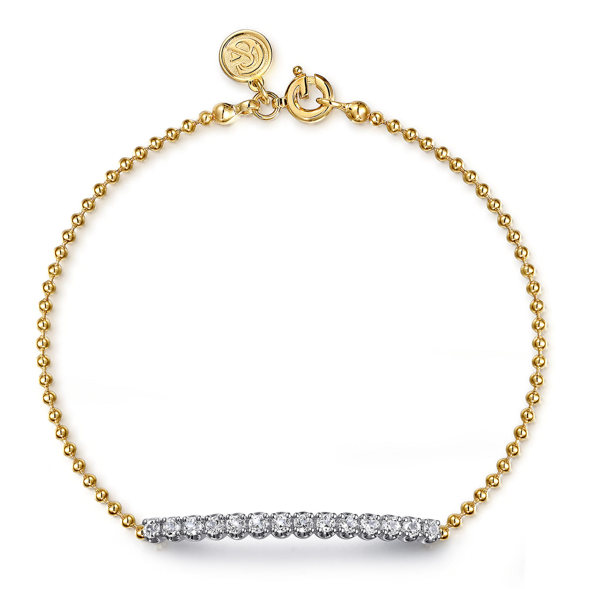 Gabriel & Co. Chain Bracelet Bar 14K White and Yellow Gold White Sapphire Bujukan