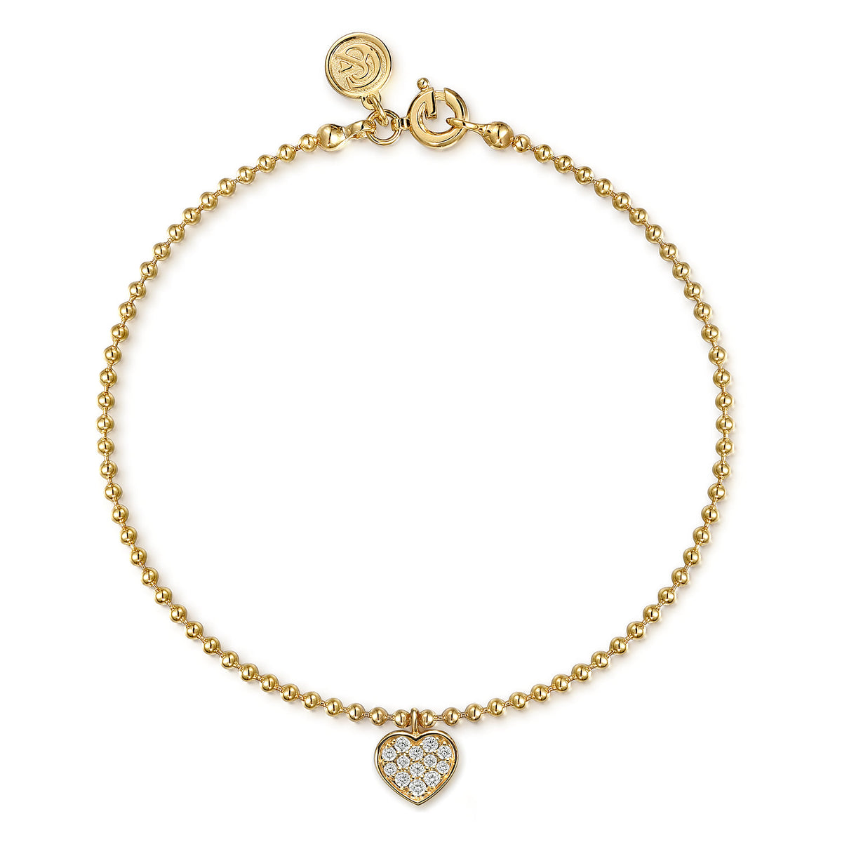 Gabriel & Co. Charm Bracelet Heart 14K Yellow Gold White Sapphire Bujukan