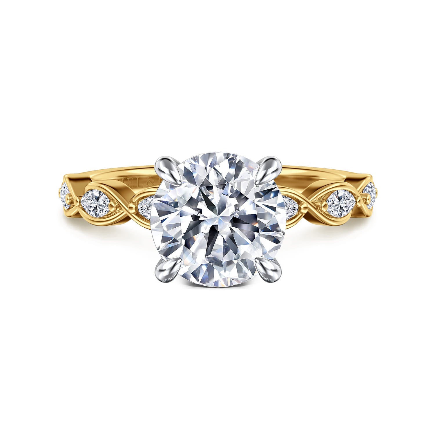 Gabriel & Co. 14k White & Yellow Gold Round Diamond Engagement Ring, ER16505R8M44JJ