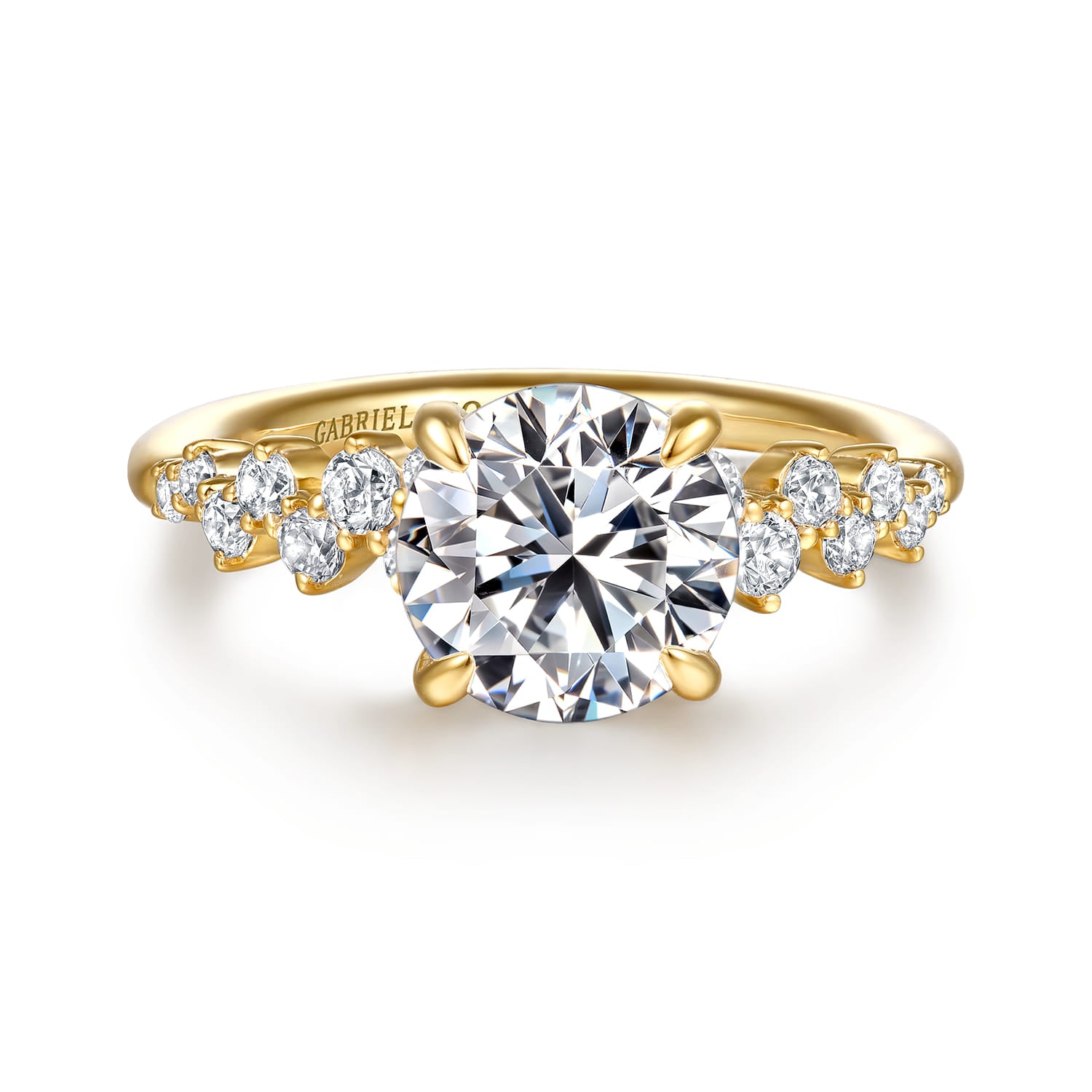 Gabriel & Co. 14k Yellow Gold Round Diamond Engagement Ring, ER16665R8Y44JJ