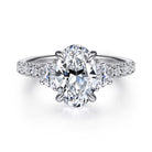 Gabriel & Co. 14k White Gold Oval Three Stone Lotus Diamond Engagement Ring, ER16507O8W44JJ