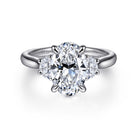 Gabriel & Co. 14k White Gold Oval Three Stone Lotus Diamond Engagement Ring, ER16508O8W43JJ